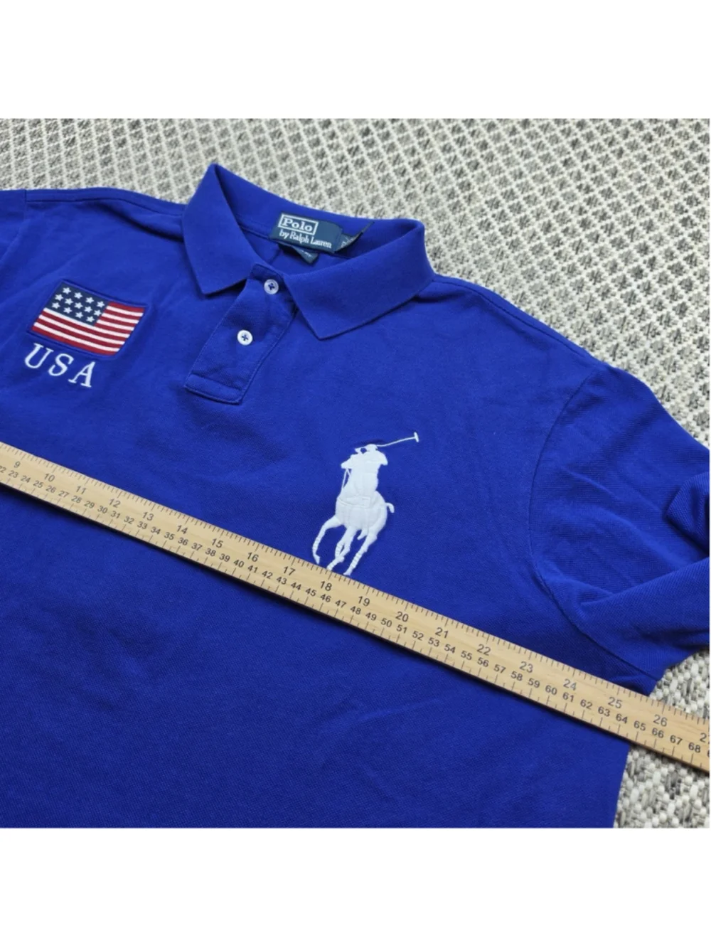 Polo Ralph Lauren USA Big Pony Rugby Polo Shirt Blue Long Sleeve XXL